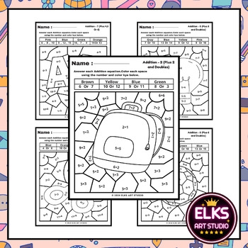 Back To School Math Coloring Sheets Addition Color By Number TPT