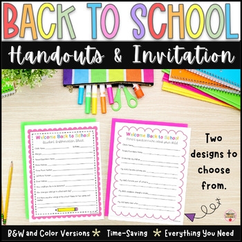 Back To School Night Handouts Information Sheet Parent Questionnaire