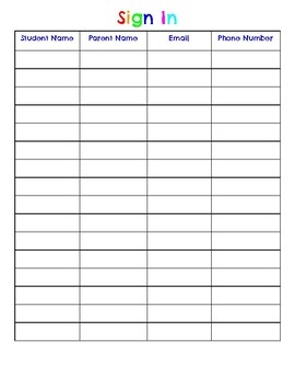 Back To School Night Sign In Sheet By Janine Duarte TpT