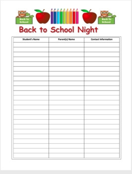 Back To School Night Sign In Sheet By Social Studies Basics TPT