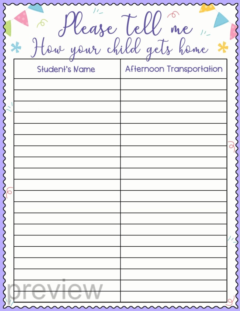 Back To School Open House Night Sign In Sheets Meet The Teacher 