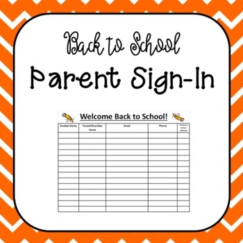 Back To School Parent Sign In Editable By Mrs Cameron TPT Back To School Parent Sign In Editable By Mrs Cameron TPT