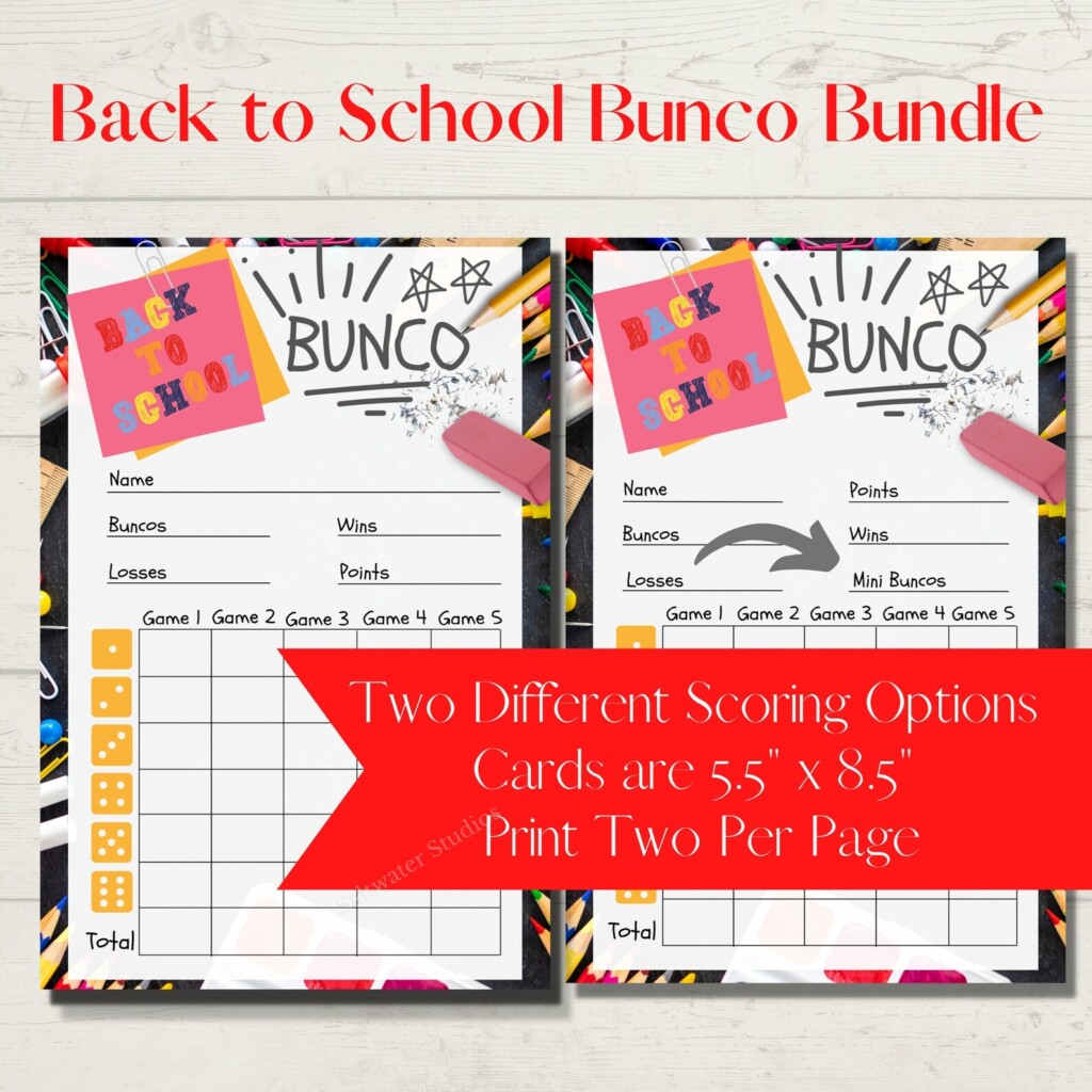 Back To School Printable Bunco Score Sheet Bundle Score Cards Tally 