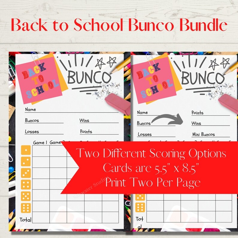 Back To School Printable Bunco Score Sheet Bundle Score Etsy