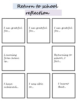 Back To School Reflection By Miss W TPT