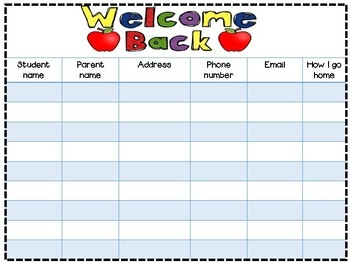 Back To School Sign in Sheet By Jonesin 39 For Kinder TpT