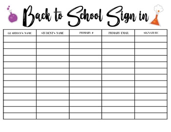 Back To School Sign In Sheet By Mersades Cruz TPT