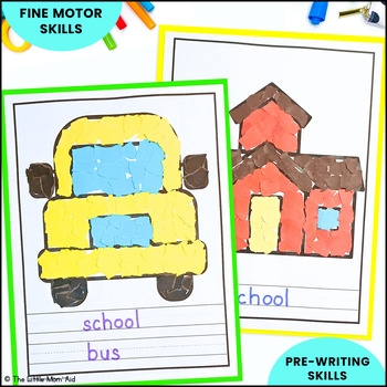 Back To School Tear Art Crafts Preschool And Kindergarten Fine Motor 