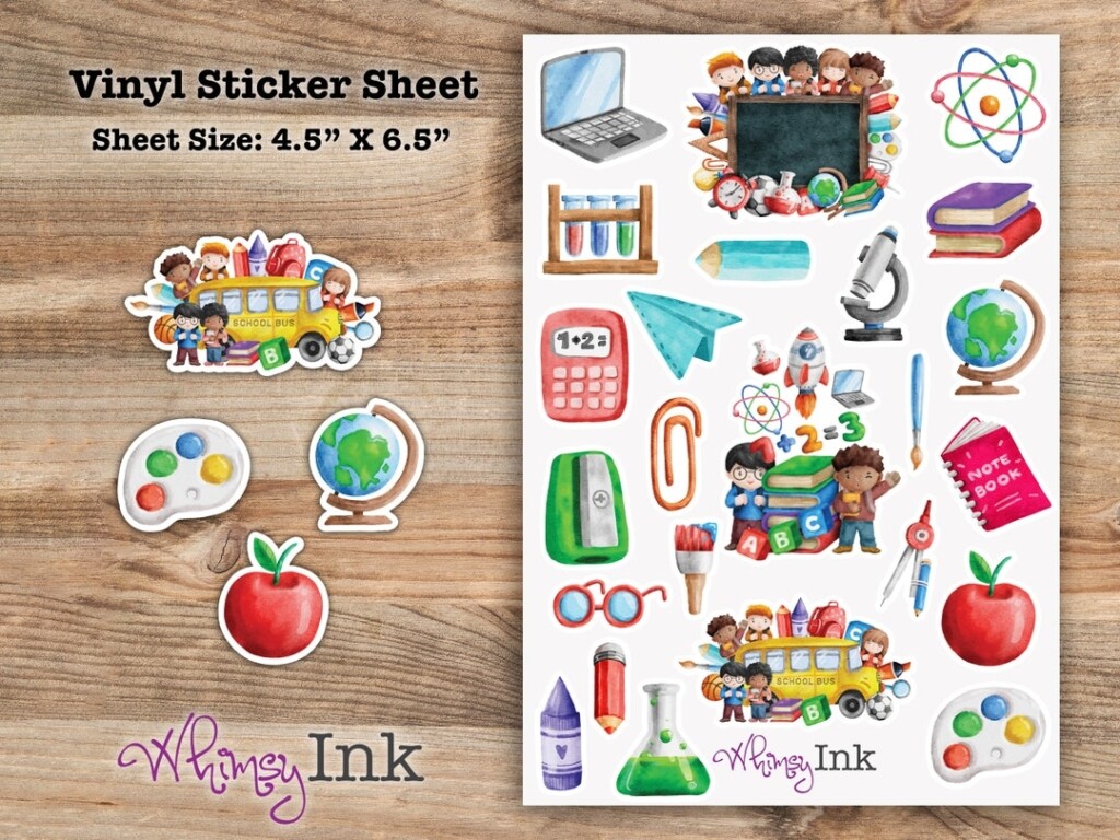 Back To School Vinyl Sticker Sheet Great For Planners Journaling 