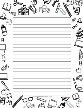 Back to School Writing Paper By The OT Toolbox TPT