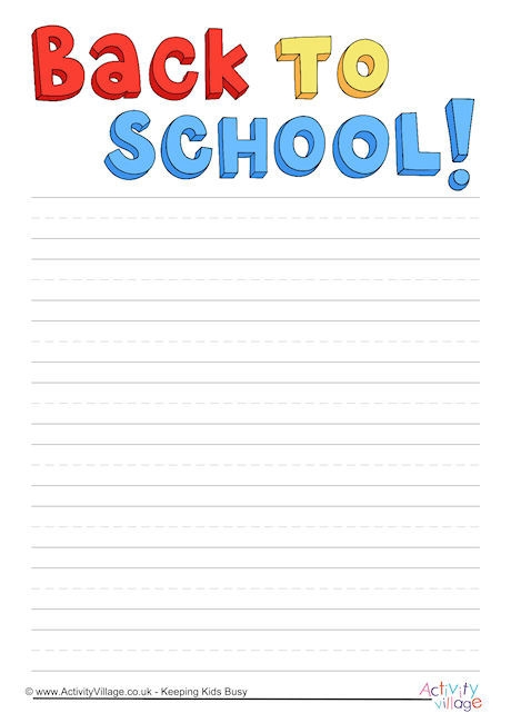 Back To School Writing Paper