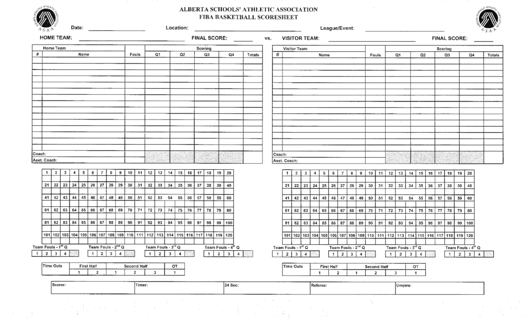 Basketball Stat Sheet Template Excel