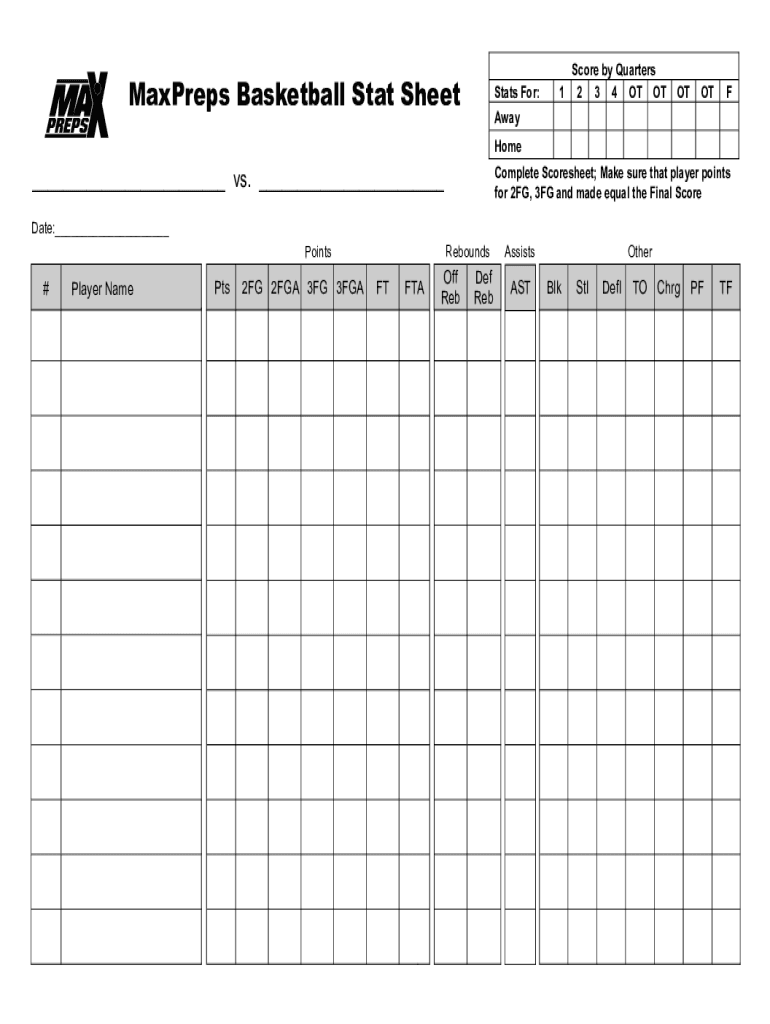 Basketball Stat Sheet Template Free Download Free Printables Hub