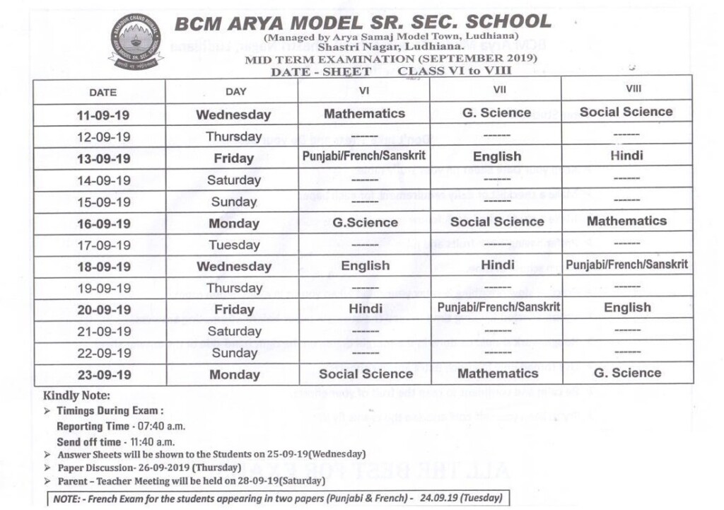 BCM ARYA MODEL Sr Sec School