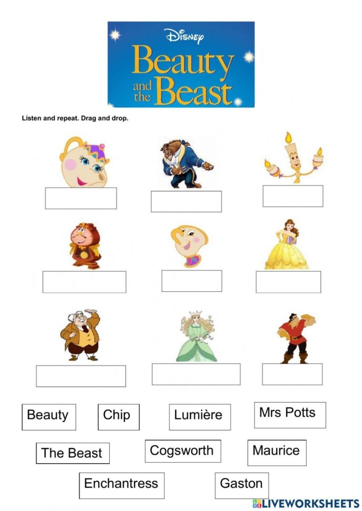 Beauty And The Beast Character Description Worksheet Worksheets 