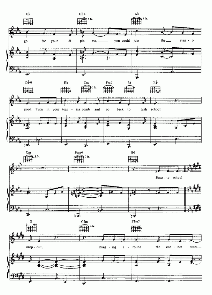 BEAUTY SCHOOL DROPOUT Piano Sheet Music Easy Sheet Music