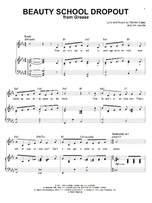 Beauty School Dropout Sheet Music Direct