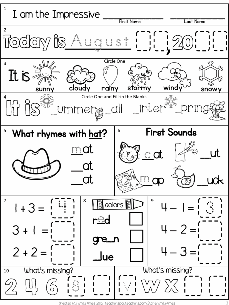 Beginning Of The Year First Grade Counting Worksheets 
