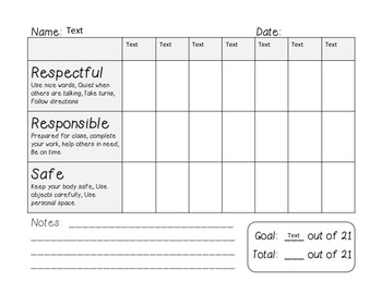Behavior Chart Responsible Respectful Safe By Learning Lab TpT