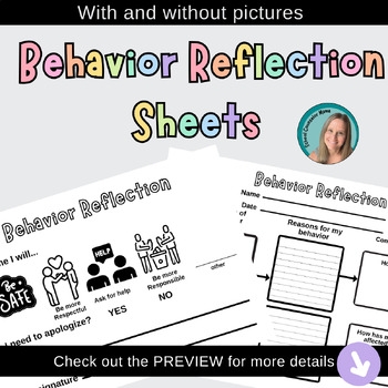 Behavior Reflection Sheet By School Counselor Mama TPT