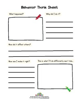 BEHAVIOR THINK SHEET By Mylemarks TPT