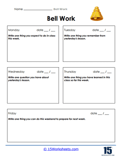 Bell Work Worksheets 15 Worksheets