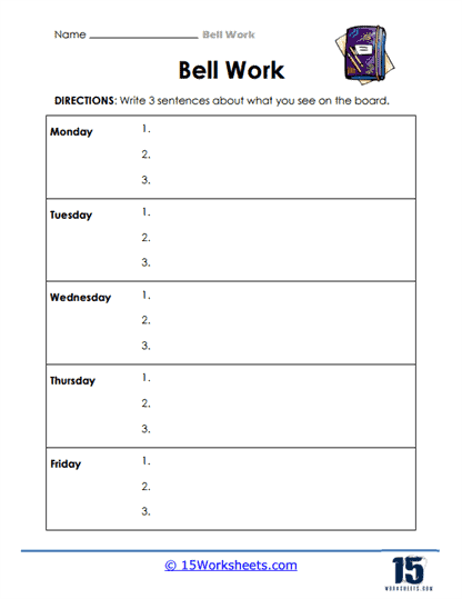 Bell Work Worksheets 15 Worksheets