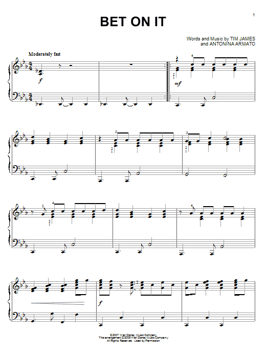 Bet On It By High School Musical 2 Sheet Music For Piano Solo At Sheet 