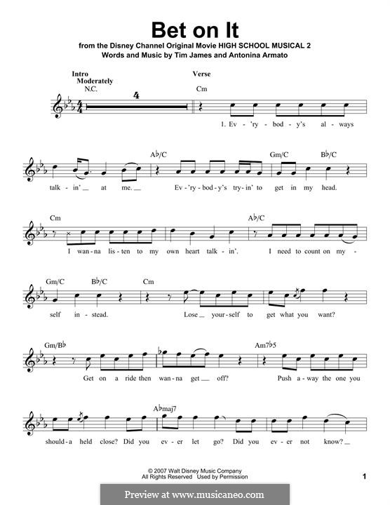 Bet On It High School Musical 2 By A Armato T James On MusicaNeo