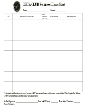 BETA CLUB Volunteer Hours Sheet docx Fill And Sign Printable Template