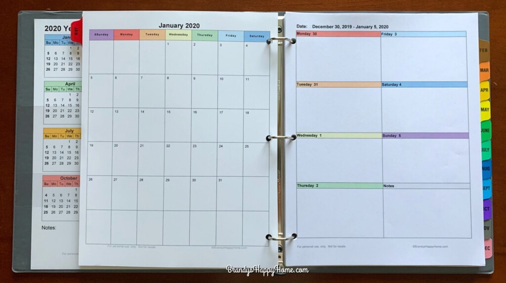 Binder Calendar Pages Ardys Brittne