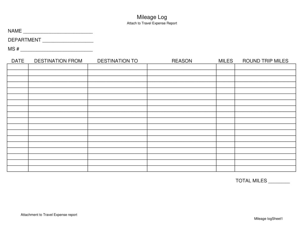 Blank Mileage Log At Netvincentblog Blog