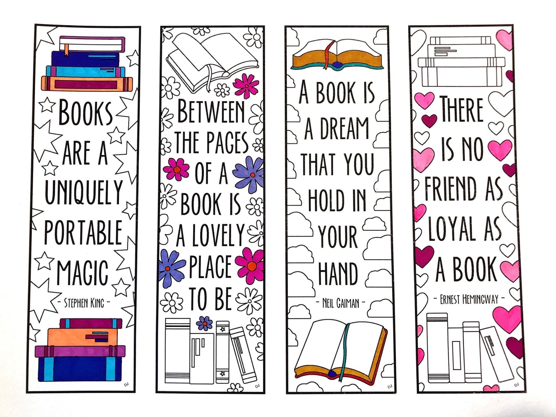 Book Quote Bookmarks PDF Zentangle Coloring Page Free Printable