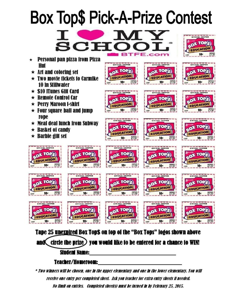 BoxTops For Education Flyer Perry Elementary School Contest Box Tops 