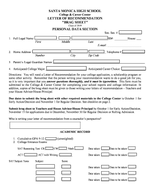 Brag Sheet Fill Online Printable Fillable Blank PDFfiller