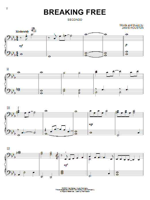 Breaking Free from High School Musical Sheet Music By Vanessa Hudgens 