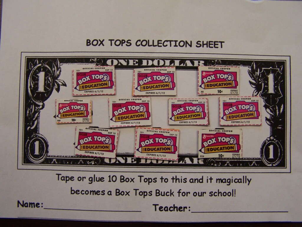 Bulletin Board Visual Box Tops Box Top Collection Sheets School Tops