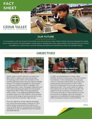 Calam o Cedar Valley Catholic Schools Fact Sheet