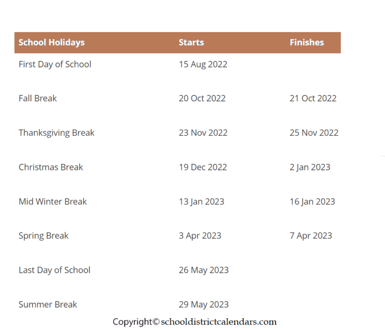 Canyons School District Calendar 2022 2023 With Holidays