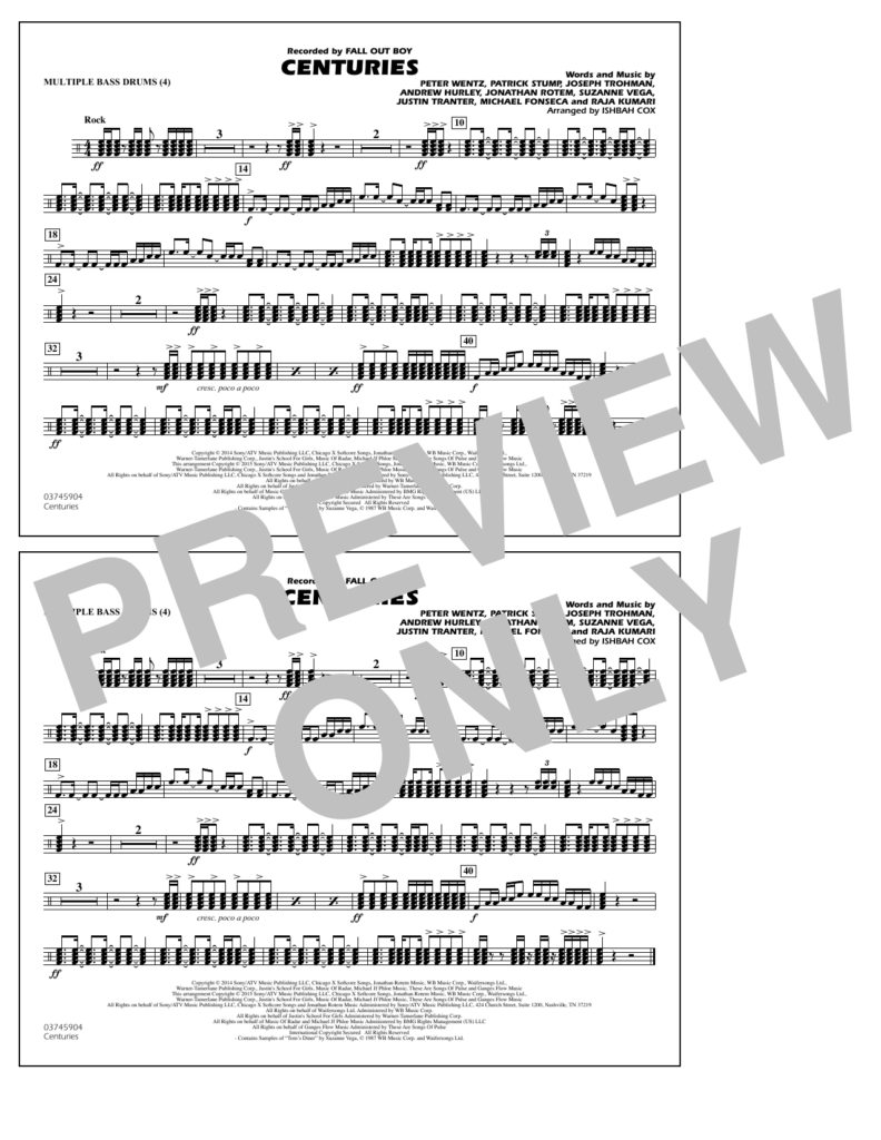Centuries Multiple Bass Drums By Ishbah Cox Sheet Music For Marching 