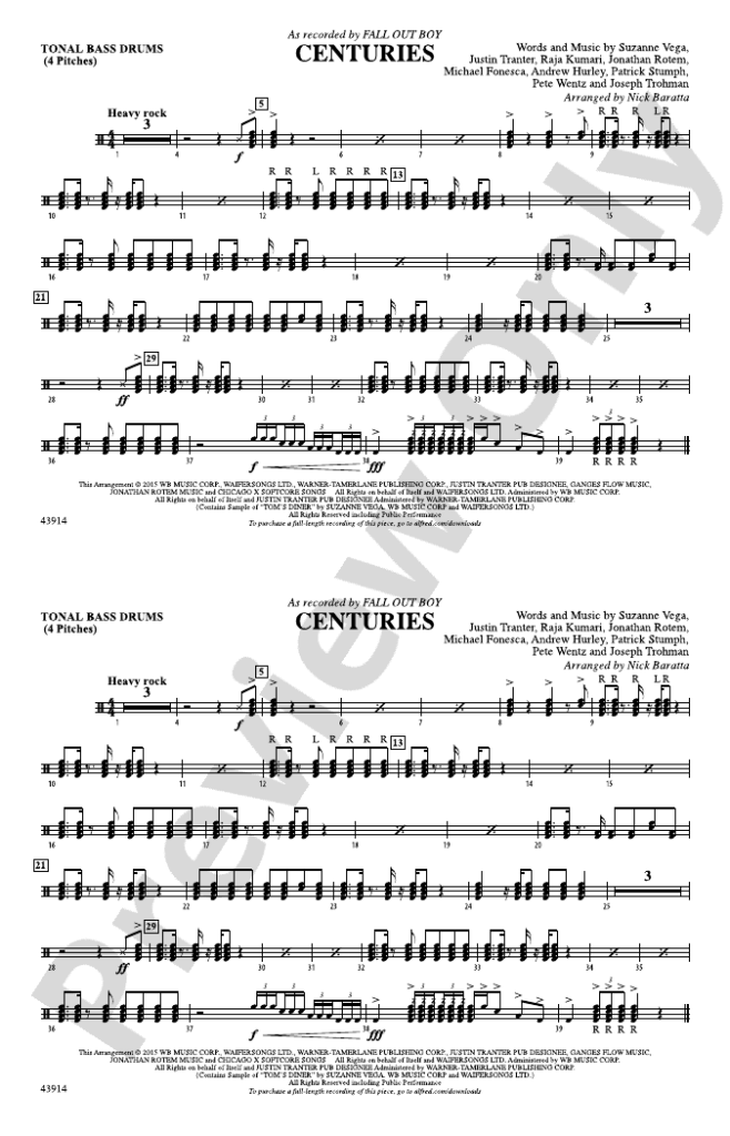 Centuries Tonal Bass Drum Tonal Bass Drum Part Digital Sheet Music 