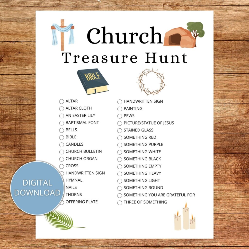 Church Scavenger Hunt For Kids Church Treasure Hunt Sunday School Game 