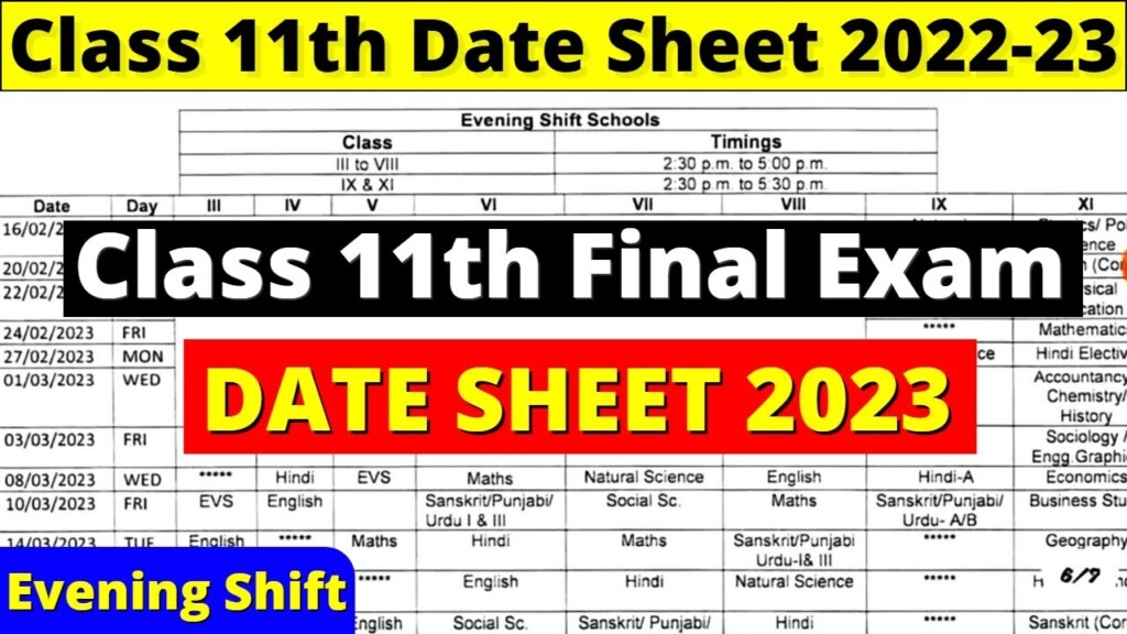 Class 11 Date Sheet 2023 Cbse Date Sheet 2023 Class 11 Doe Class 11 
