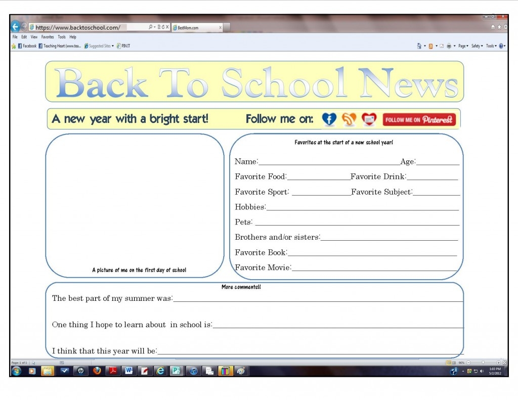 Classroom Freebies Back To School Online Form