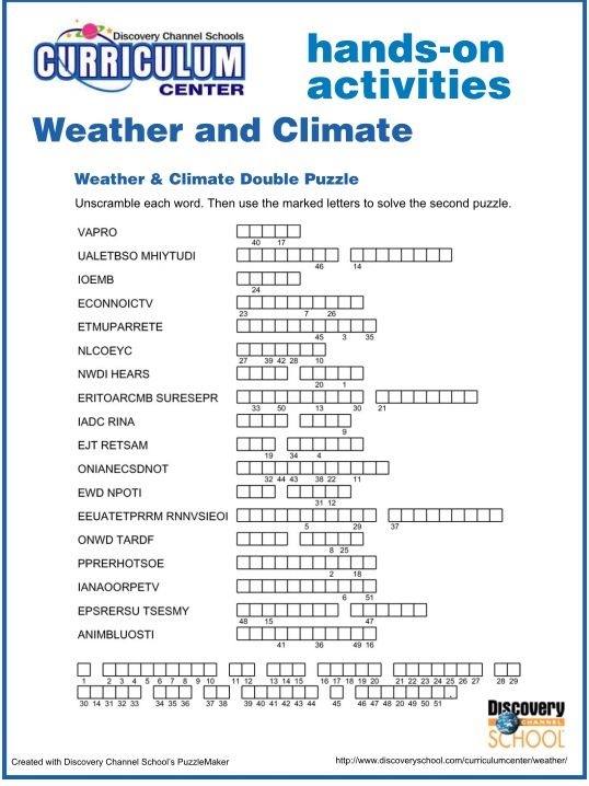 Climate And Weather Worksheet