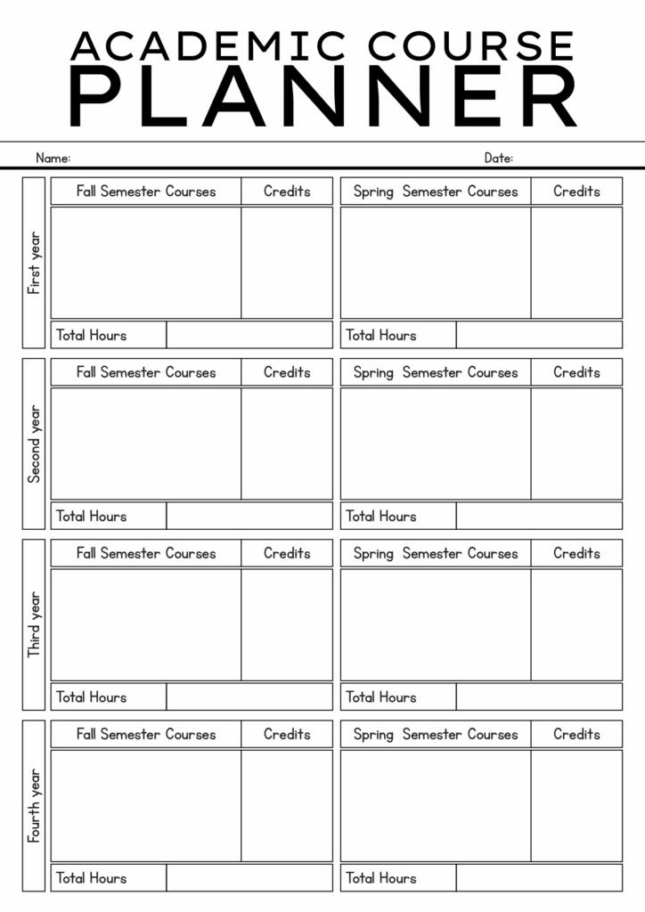 College Course Planning Worksheet Lesson Plan Templates Microsoft