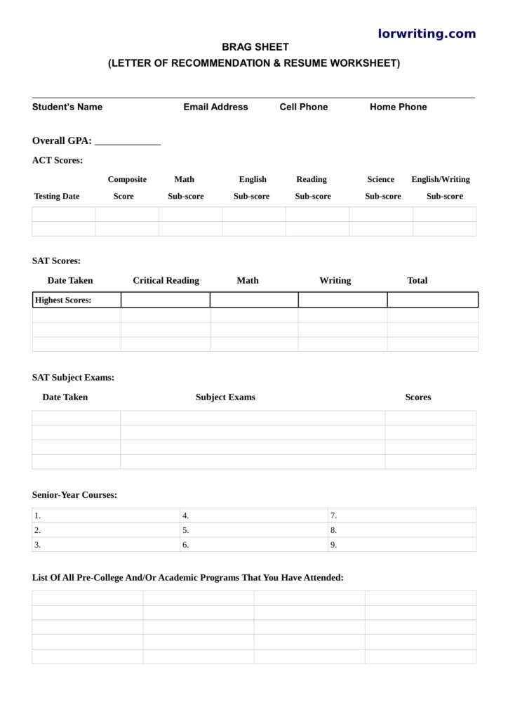 Create The Best Brag Sheet For Letter Of Recommendation