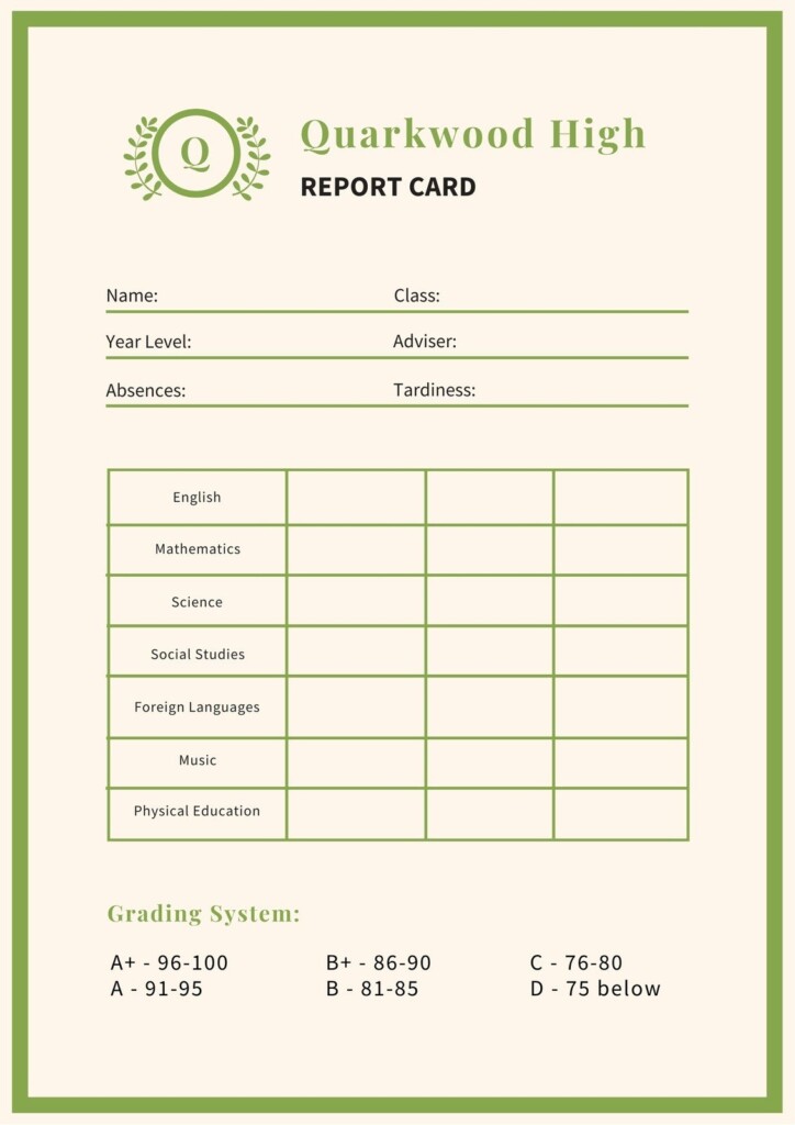 Customize 46 High School Report Cards Templates Online Canva