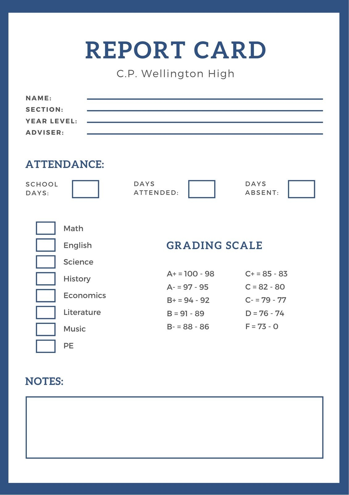 Customize 46 High School Report Cards Templates Online Canva