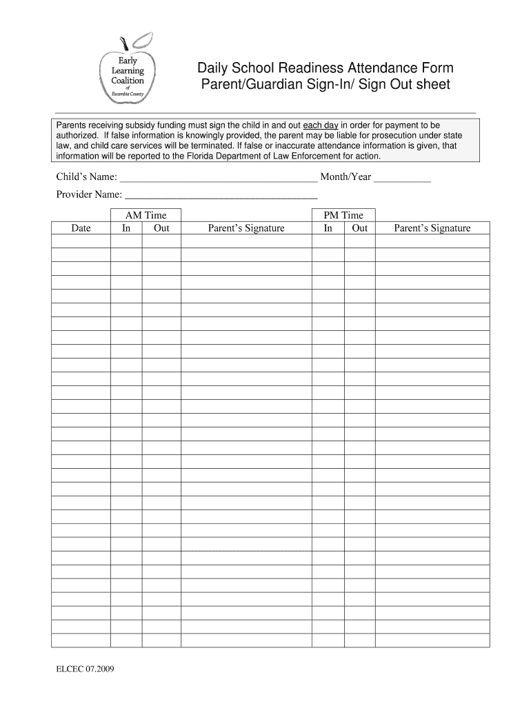 Daily Attendance Sign In Out Form Fill Out Sign Online DocHub